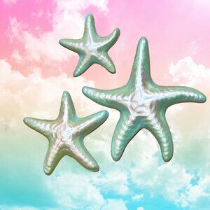 Three Chalkware Starfish - Pastel Colors - Retro Decor